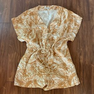 Brand new Madewell Lightspun Drawstring Romper Cover Up in Royal Palm Print